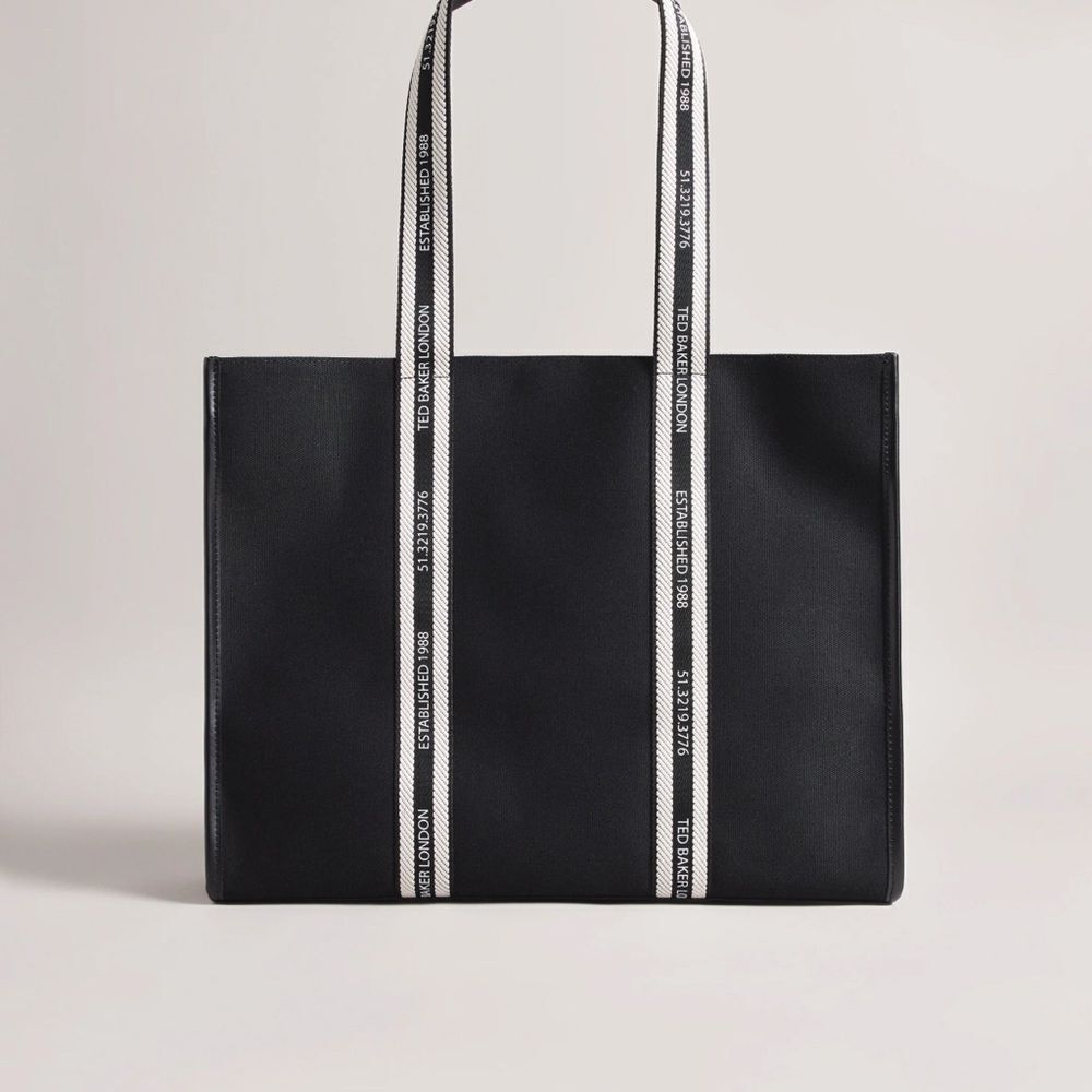 Ted Baker Women's Georjey-Branded Webbing Canvas Tote Black - Picture 1 of 9
